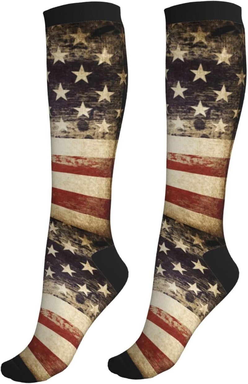 Figtihw Tie Dye Compression Socks Knee High Support Socks For Women Men Running Athletic Hiking - Image 1